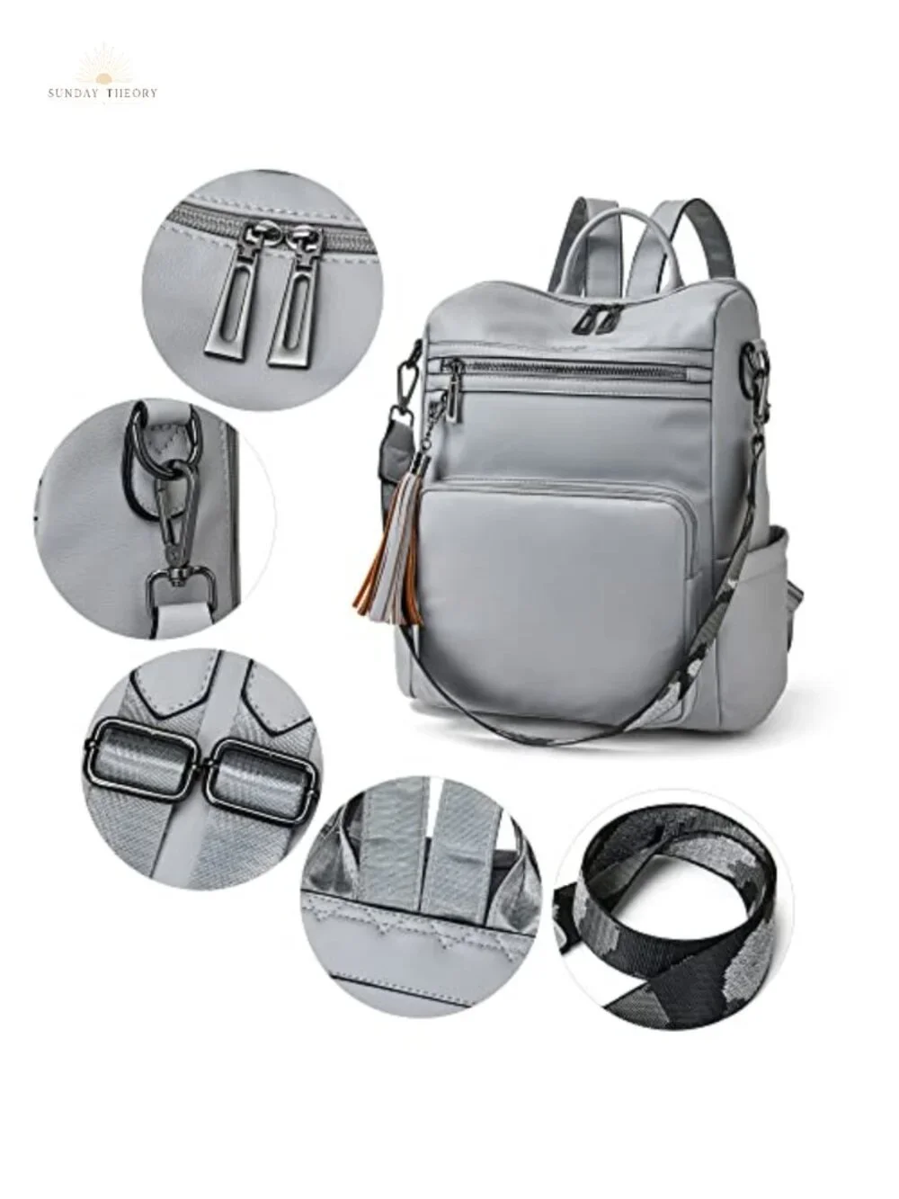 PU Leather Faux Leather Tassel Backpack Purse for Women Large Capacity Shoulder